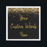 Personalised Black Gold Birthday Party Anniversary Napkin<br><div class="desc">sweet 16 quinceanera 40th 50th,  personalised 30th 21st 16th 15th,  25th 18th sixteen eighteenth first,  custom your text paper napkins,  twinkle glitter napkin for anniversary,  bridal shower serviette hen do,  wedding reception favour graduation uni,  sparkle serviette for birthday party,  daughter baby girl rehearsal dinner,  black and gold bachelorette night</div>