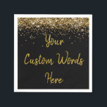 Personalised Black Gold Birthday Party Anniversary Napkin<br><div class="desc">sweet 16 quinceanera 40th 50th,  personalised 30th 21st 16th 15th,  25th 18th sixteen eighteenth first,  custom your text paper napkins,  twinkle glitter napkin for anniversary,  bridal shower serviette hen do,  wedding reception favour graduation uni,  sparkle serviette for birthday party,  daughter baby girl rehearsal dinner,  black and gold bachelorette night</div>