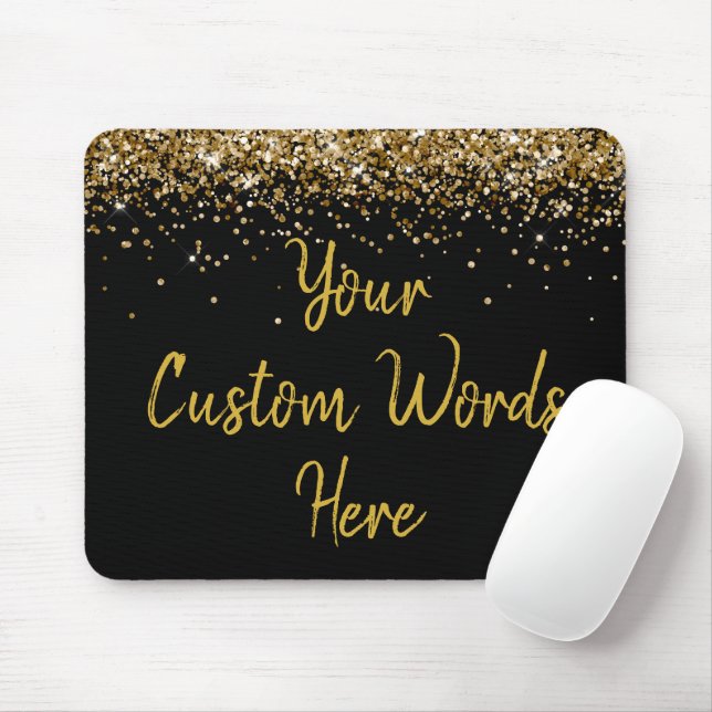 Personalised Black Gold Boss Birthday Gift for her Mouse Mat (With Mouse)