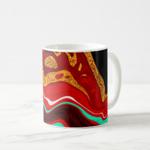 Personalised Black, Gold, Burgundy, Marble Art  Coffee Mug