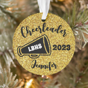 Personalised Black & Gold Cheerleading Ornament