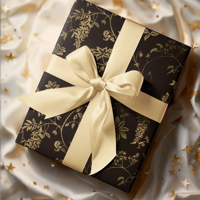 Personalised Black & Gold Christmas Gift Wrapping Paper Sheet (Creator Uploaded)