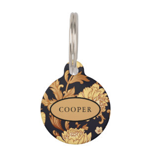 Personalised Black Gold Dog Collar Tag Pet ID