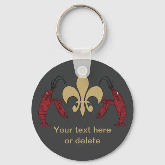 Personalised Black Gold Fleur de Lis Crawfish Key Ring