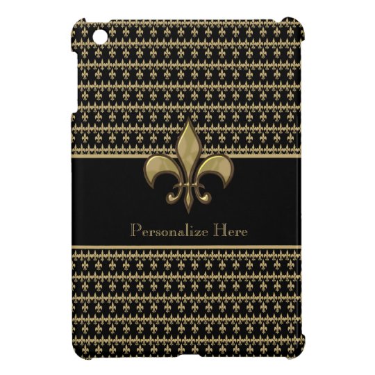 Personalised Black Gold Fleur de Lis iPad Mini Cases