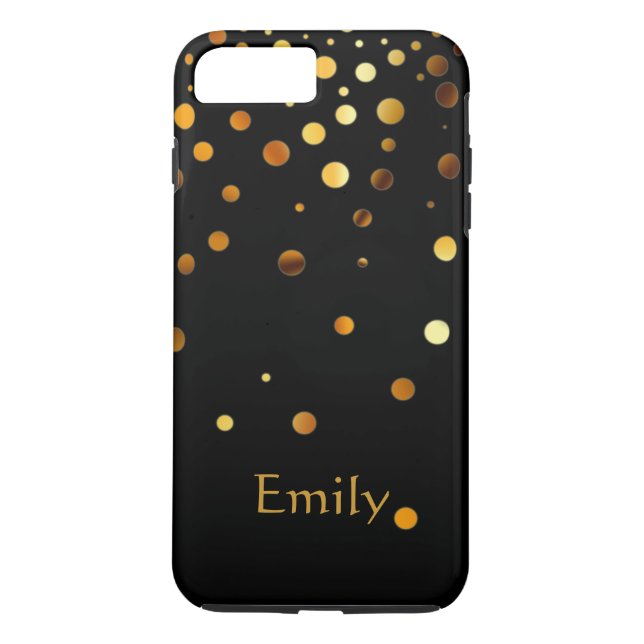 Personalised Black Gold Glitter Faux Confetti Case-Mate iPhone Case (Back)