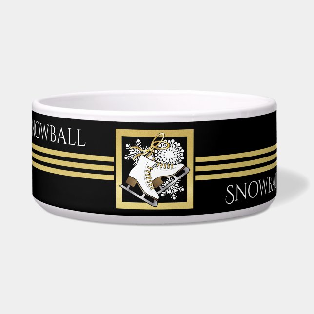 Personalised Black Gold Glitter Ice Skating Pet (Front)