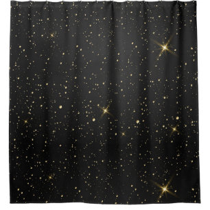 Personalised Black Gold Glitter  Shower Curtain