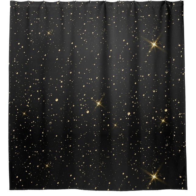 Personalised Black Gold Glitter  Shower Curtain (Front)