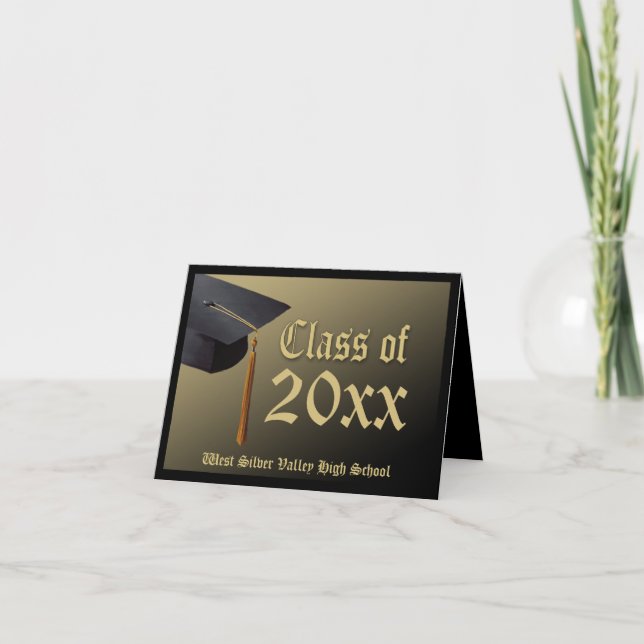 Personalised Black + Gold Graduation Announcement (Front)