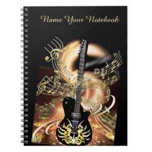 Personalised Black Gold Guitar Music Notebook