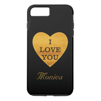 Personalised Black & Gold Heart I Love You