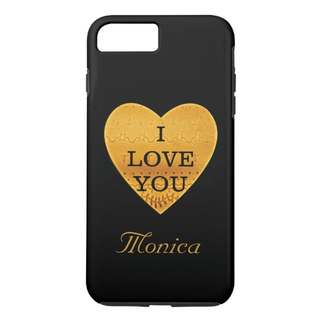 Personalised Black & Gold Heart I Love You Case-Mate iPhone Case (Back)