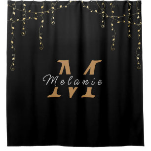 Personalised Black & Gold Initial Shower Curtain