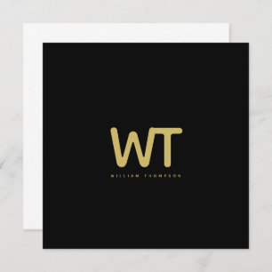 Personalised Black Gold Initials Logo Note Card