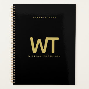 Personalised Black Gold Initials Logo Planner