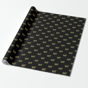 Personalised Black Gold Initials Logo Wrapping Paper