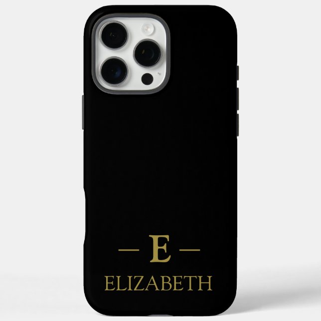 Personalised Black & Gold iPhone 16 Pro Max Case (Back)