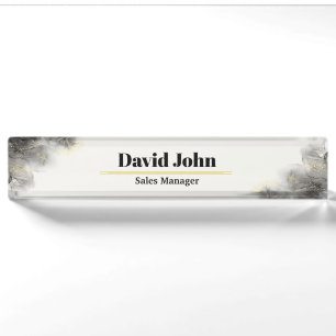 Personalised black & gold marble nameplate