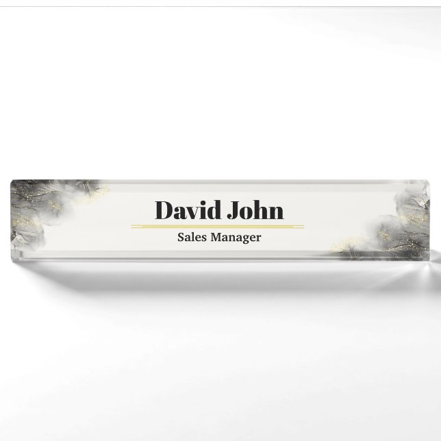 Personalised black & gold marble nameplate (Front)