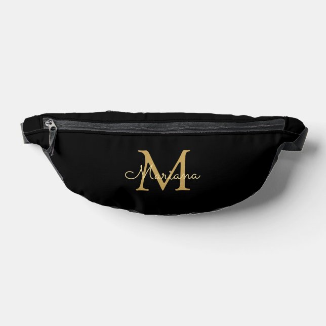 personalised  black gold minimalist monogram bum bags (Lay Down)