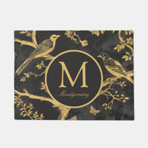 Personalised Black Gold Monogram Doormat