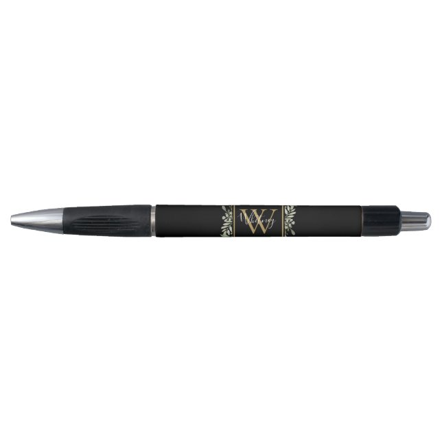 Personalised Black Gold Monogram Greenery (Front)