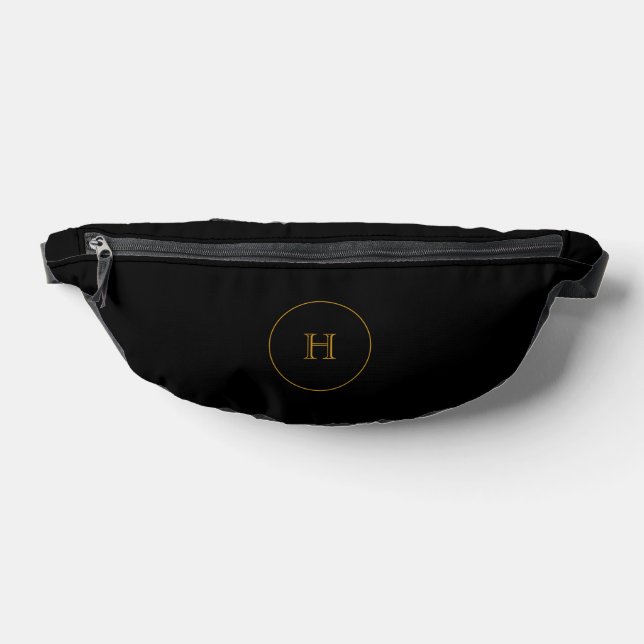 Personalised Black Gold Monogram Waist Crossbody Bum Bags (Lay Down)