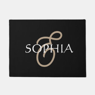 Personalised Black gold monogrammed  Doormat
