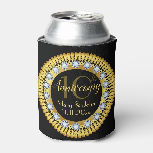 Personalised black Gold Royal Anniversary Luxury Can Cooler (Can Front)