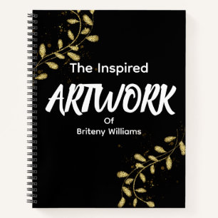 Personalised Black golden Artist Sketchbook Notebook