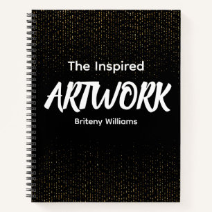 Personalised Black golden Artist Sketchbook Notebook