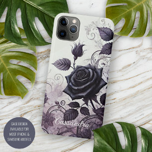 Personalised Black Gothic Rose Floral Victorian iPhone 11 Pro Max Case