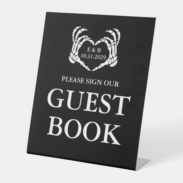 Personalised Black Gothic Wedding Sign Guest Book (Front)