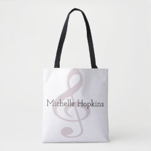 personalised black graphic musical note tote bag