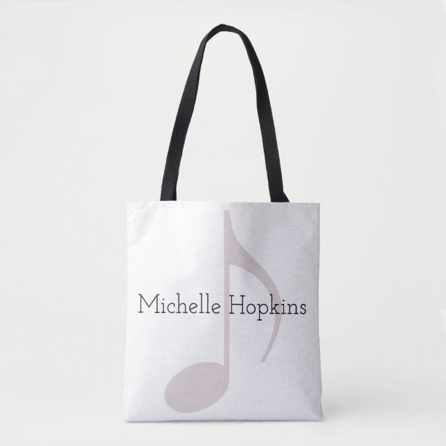 personalised black graphic musical note tote bag (Front)