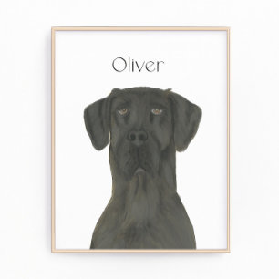 Personalised Black Great Dane Art Photo Print