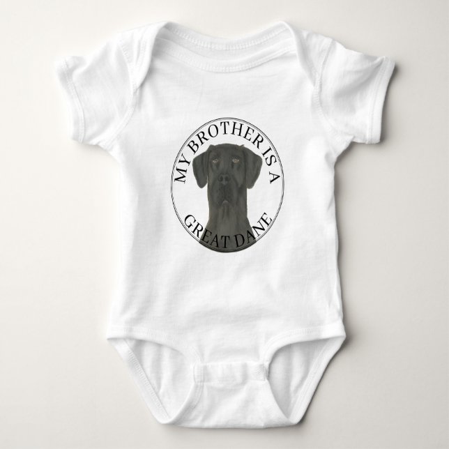 Personalised Black Great Dane Baby Bodysuit (Front)