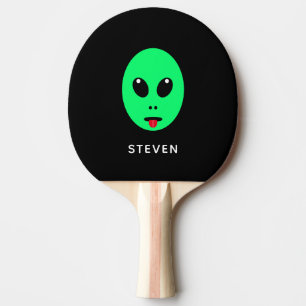 Personalised Black Green Alien Ping Pong Paddle