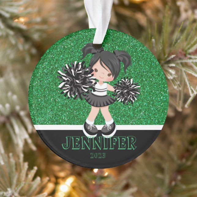 Personalised Black & Green Cheerleading Ornament  (Tree)
