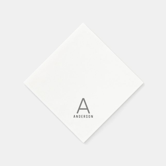 Personalised Black Grey Modern Initial Napkin (Corner)