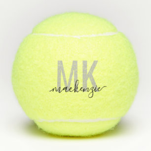 Personalised Black Grey Signature Initials Tennis Balls
