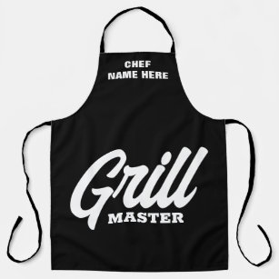 Personalised black Grill Master BBQ apron for men