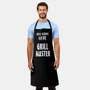 Personalised black Grill Master BBQ apron for men