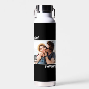 Personalised Black Grunge You Rock My World Photo Water Bottle