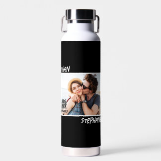 Personalised Black Grunge You Rock My World Photo Water Bottle