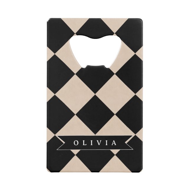 Personalised Black Harlequin Chequered Diamond (Front)