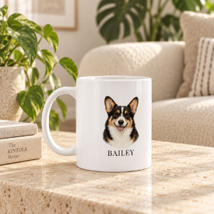 Personalised Black-Headed Tricolor Corgi Coffee Mug