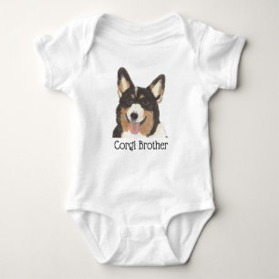 Personalised Black Headed Tricolor Corgi Dog Baby Bodysuit