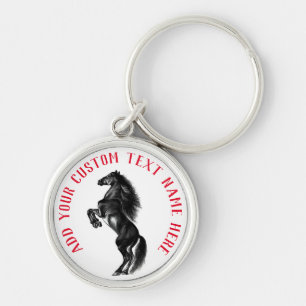 Personalised Black Horse Keychain with Custom Text
